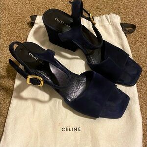 Celine Navy Block Heels